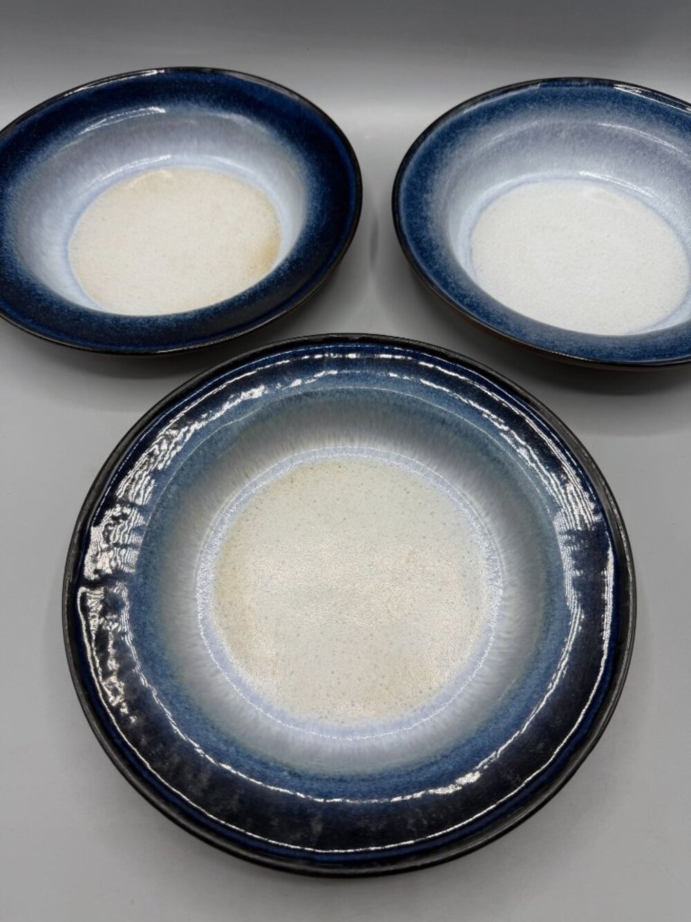 Peter Pots Pottery Pasta Bowls Set of 3 Handcrafted Salad Serving Dishes 9.5"